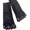 4 Paires de Chaussettes 5 Doigts Plumetis Noirs Chats Mangas