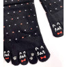 4 Paires de Chaussettes 5 Doigts Plumetis Noirs Chats Mangas