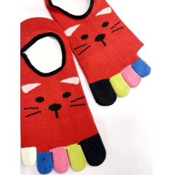 6 Paires de Socquettes Chats  5 Doigts couleurs
