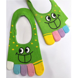 6 Paires de Socquettes sourire pois  5 Doigts couleurs