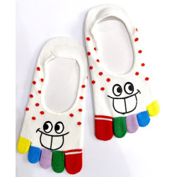 6 Paires de Socquettes sourire pois  5 Doigts couleurs