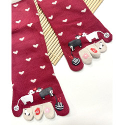 6 Paires de Paires de Chaussettes Moutons amoureux  5 Doigts mangas