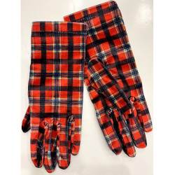 3 Paires de Gants  Velours Tartan Rouge