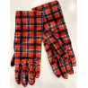 3 Paires de Gants  Velours Tartan Rouge