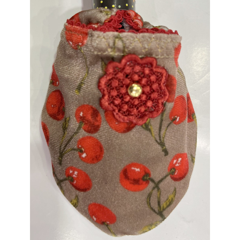 6 Paires de chaussons velours Taupe Cherry Cerises Rouges