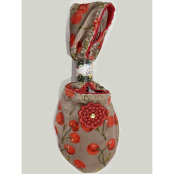 6 Paires de chaussons velours Taupe Cherry Cerises Rouges