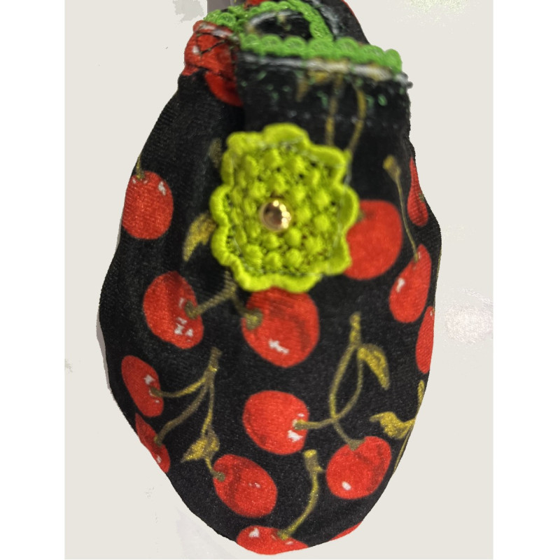 6 Paires de chaussons velours Noir Cherry Cerises Rouge