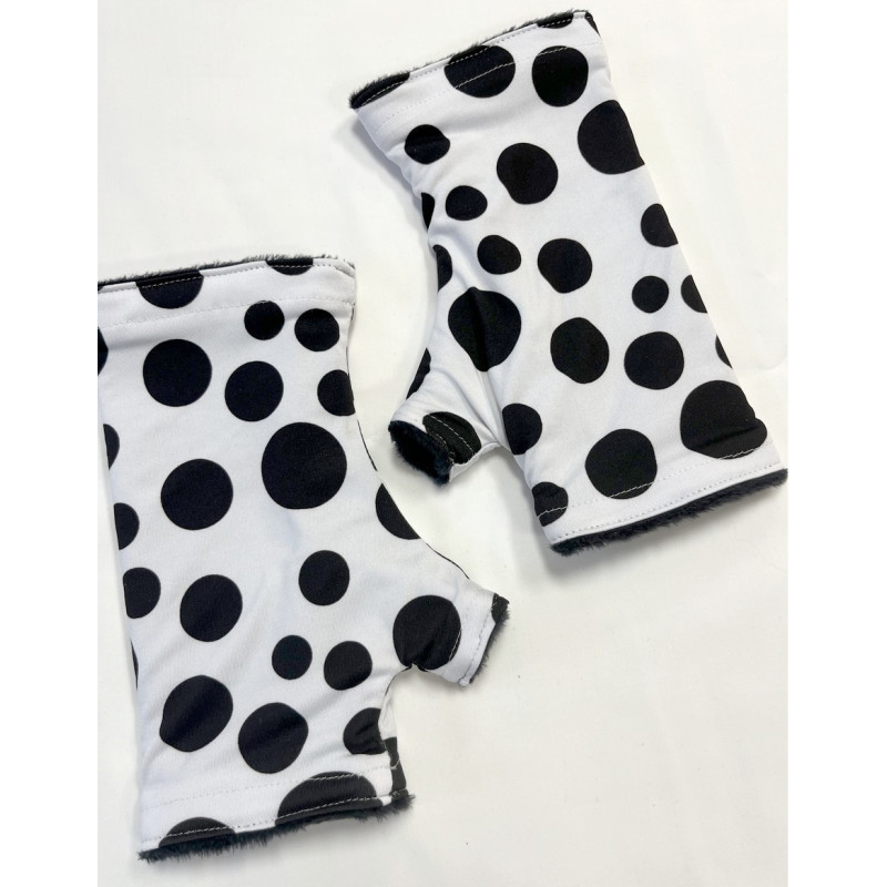 Mitaines-reversible-Lpc-Doublé-polaire-blanc-pois-noirs
