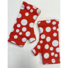 3 Paires de Mitaines Polaire réversible Rouge pois blancs