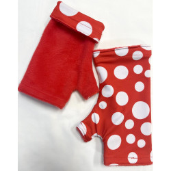 3 Paires de Mitaines Polaire réversible Rouge pois blancs