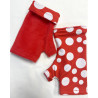 3 Paires de Mitaines Polaire réversible Rouge pois blancs
