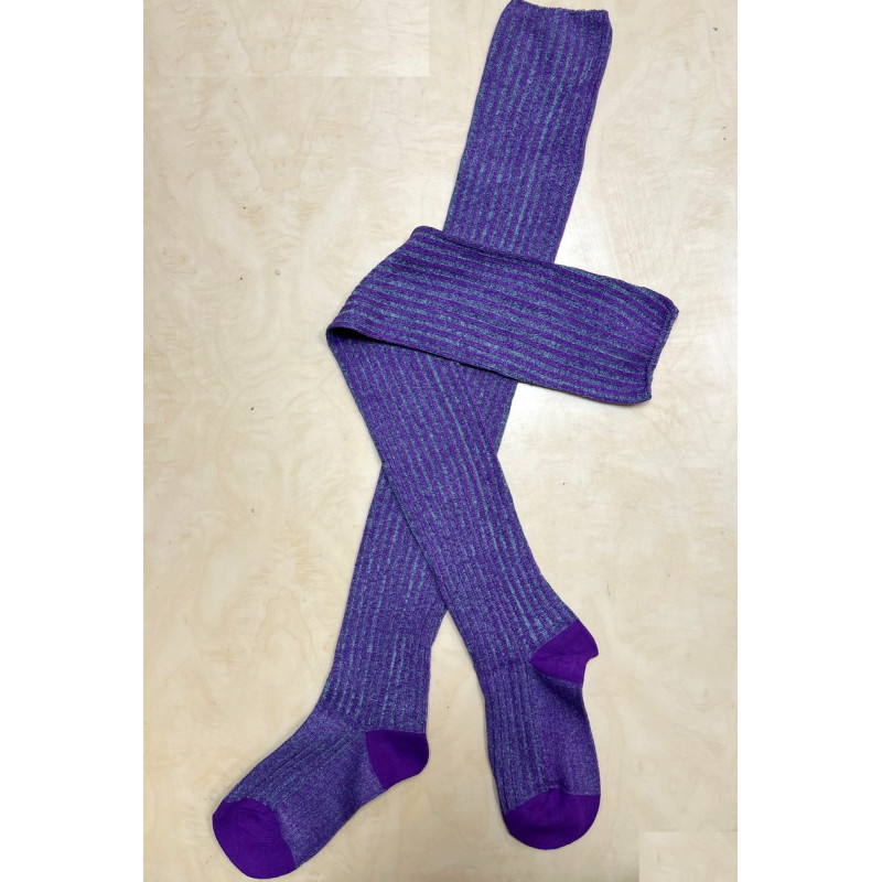 3 paires de Jambiéres cotes bicolore coton Violet