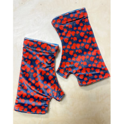 Mitaines-doublé-polaire-VELOURS-imprimé-ginko-rouge