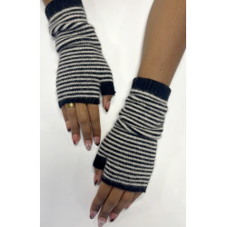 Mitaines rayures bicolore angora