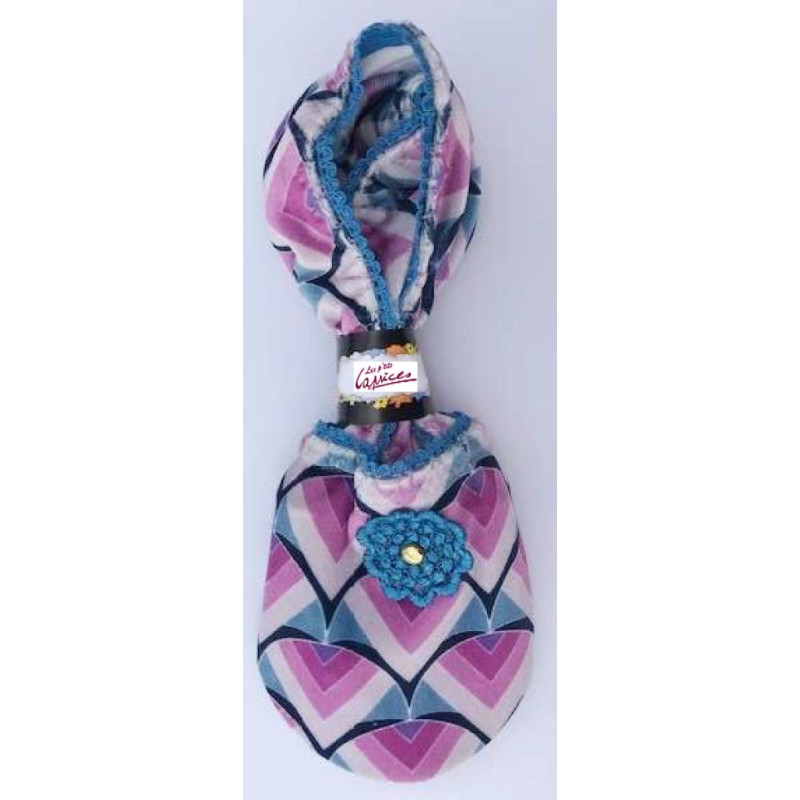 6 paires de chaussons Velours Youki Bleu vintage Les Petits Caprices