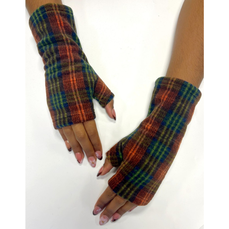 Mitaines Polaire Tartan brun vert