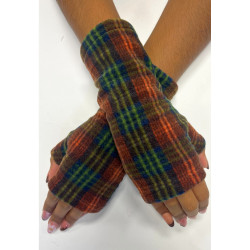 Mitaines Polaire Tartan brun vert