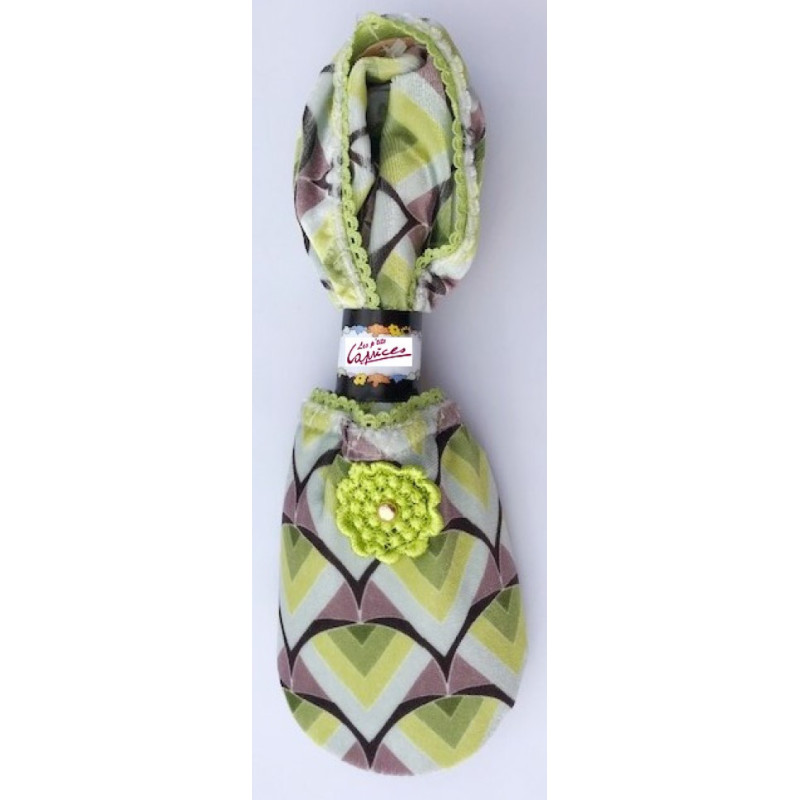6 paires de chaussons Velours Youki Vert salade Les Petits Caprices