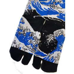 Chaussettes-Japonaises-coton-asymétrique-vagues-hokusai-bleus