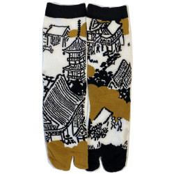 Chaussettes Japonaises coton asymétrique village japonaise traditionnel détail