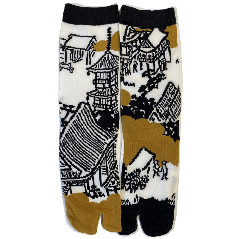 Chaussettes Japonaises coton asymétrique village japonaise traditionnel détail Chaussettes Japonaises coton asymétrique village japonaise traditionnel détail