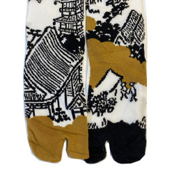Chaussettes Japonaises coton asymétrique village japonnais traditionnel détail