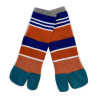 Chaussettes Japonaises coton rayures striées cobalt orange av