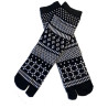 Chaussettes Japonaises coton NOIR quadrillage psychédéliques EN CROIX