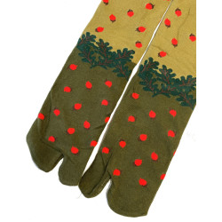 Gorossiste pour Chaussettes Japonaises coton vert chene et glands rouges