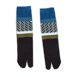 CHAUSSETTES TABIS EN COTON EFFET DE MOSAIQUE PETROLE PAIRE