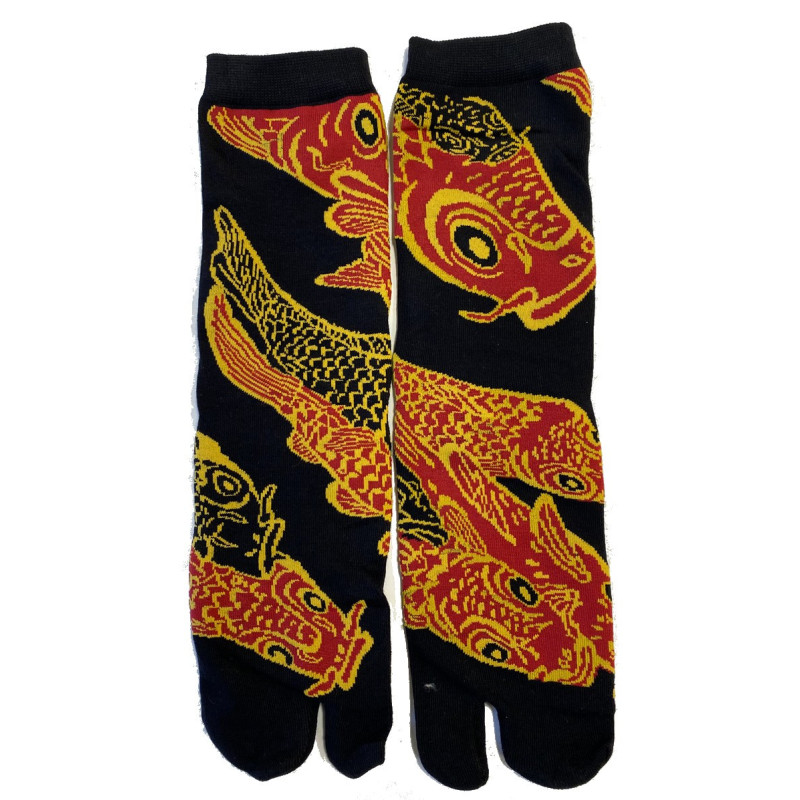 Chaussettes Japonaises coton NOIRE CARPES KOI DETAIL Chaussettes Japonaises coton NOIRE CARPES KOI DETAIL