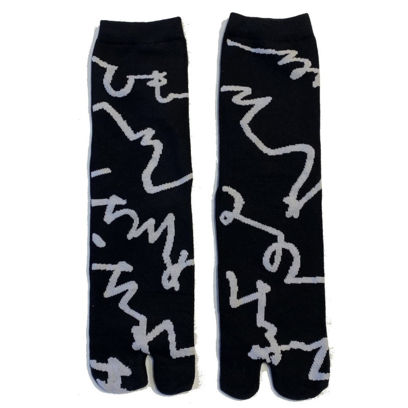 4 Paires de Chaussettes Tabis Coton noire Gribouillis