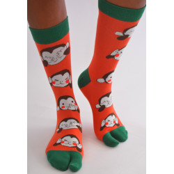 Chaussettes-japonaise-Les-petits-caprices-orange-les-3-singes-de-la-sagesse-profil