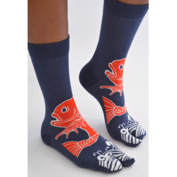4 Paires de Chaussettes Tabis Coton bleues Carpes Koi