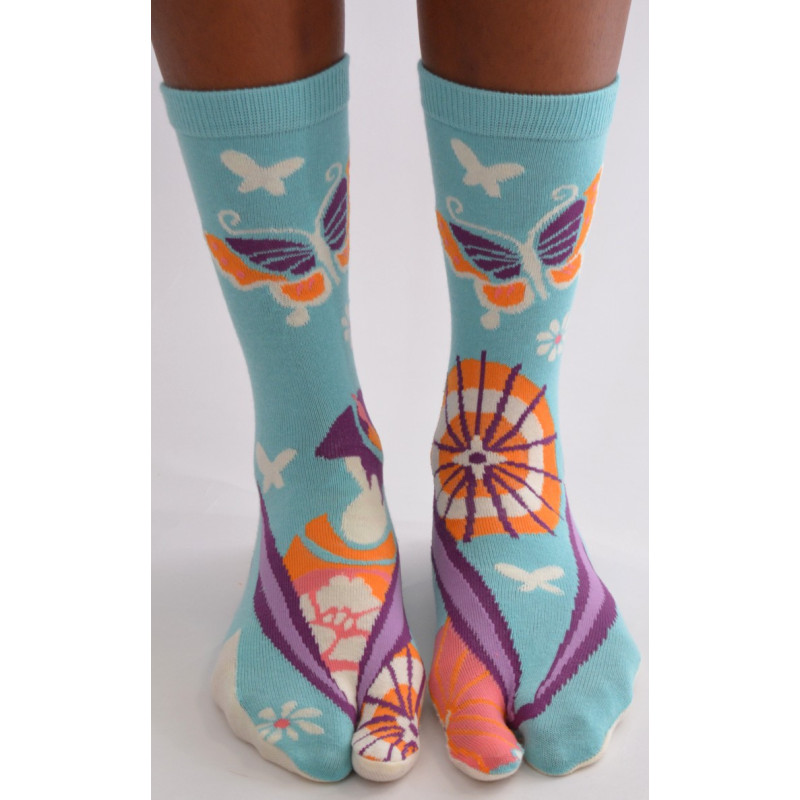 4 Paires de Chaussettes Tabis Coton La fille aux papillons