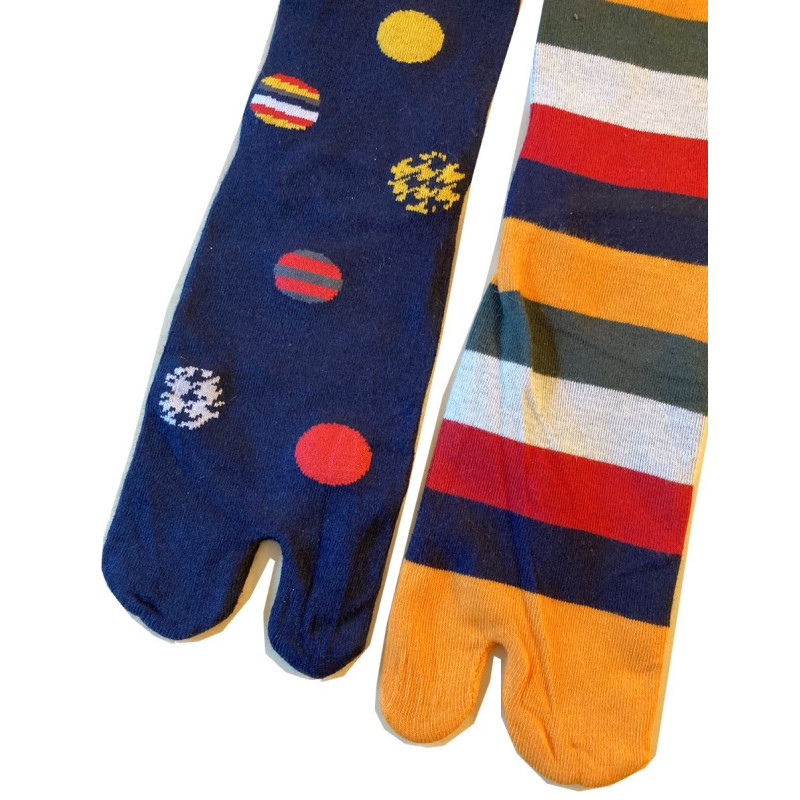 4 Paires de Chaussettes Tabis Coton asymétriques pois et rayures