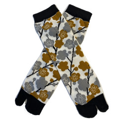 Vente-en-gros-Chaussettes-Japonaises-coton-bouquet feuilles dorées et argentées croisées