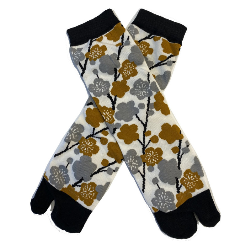 Vente-en-gros-Chaussettes-Japonaises-coton-bouquet feuilles dorées et argentées croisées Vente-en-gros-Chaussettes-Japonaises-coton-bouquet feuilles dorées et argentées croisées