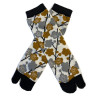 Vente-en-gros-Chaussettes-Japonaises-coton-bouquet feuilles dorées et argentées croisées
