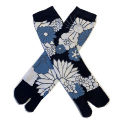 Chaussettes Japonaises coton bleu Fleurs de lotus