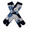 Chaussettes Japonaises coton bleu Fleurs de lotus