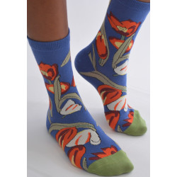 Chaussettes-les-petits-caprices-Bleu-roi-tulipes-profil