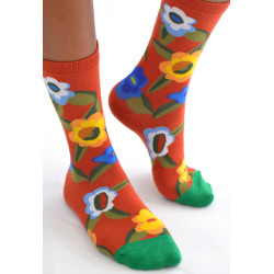 Chaussettes-les-petits-caprices-délire-fleuries-brique-avant