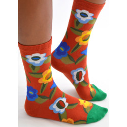 Chaussettes-les-petits-caprices-délire-fleuries-brique-profil