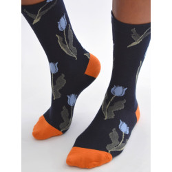 Chaussettes-les-petits-caprices-marine-TULIPES-bleues