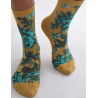 Chaussettes-les-petits-caprices-moutarde-fleuris-de-turquoise-3-quart