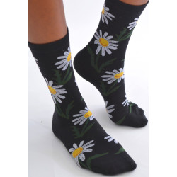 Chaussettes-les-petits-caprices-noires-Marguerites-face