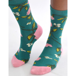 Chaussettes-les-petits-caprices-Pivoines-fleuries-profil