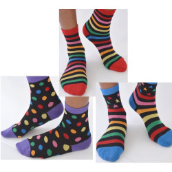 12-paires-de-chaussettes-Assorties-rayures-pois- etoiles-coton-les-petits-caprices