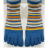 4 paire de Chaussettes 5 Doigts Coton rayures cobalt